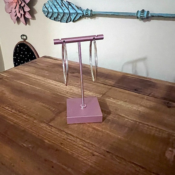 Silver Hoop Earrings 2” - Picture 2 of 3